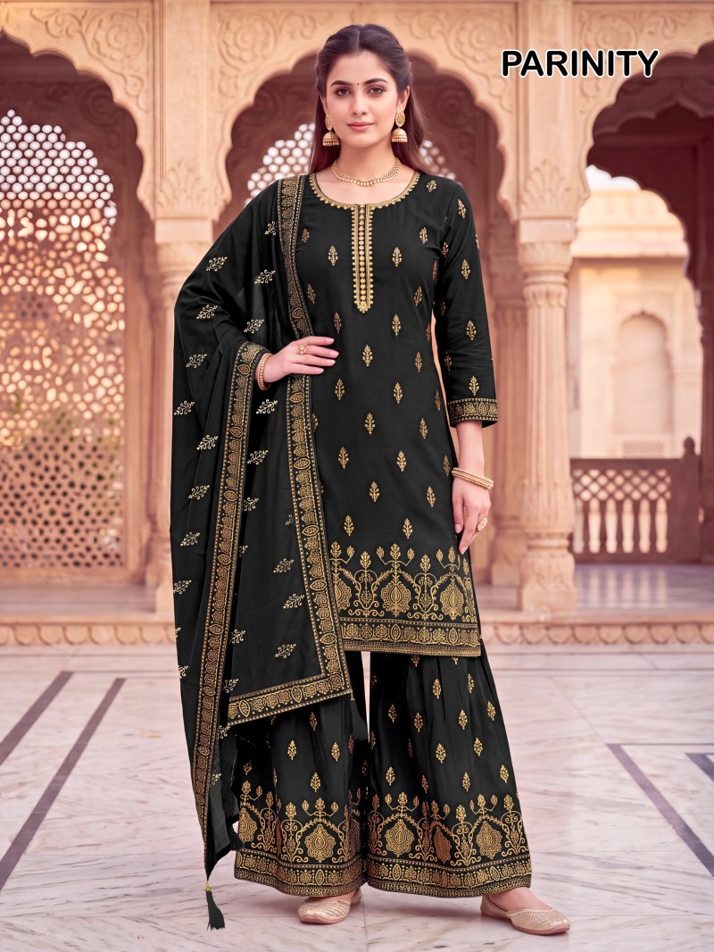 Parinity By Banwery Rayon Foil Printed Kurti With Bottom Dupatta
